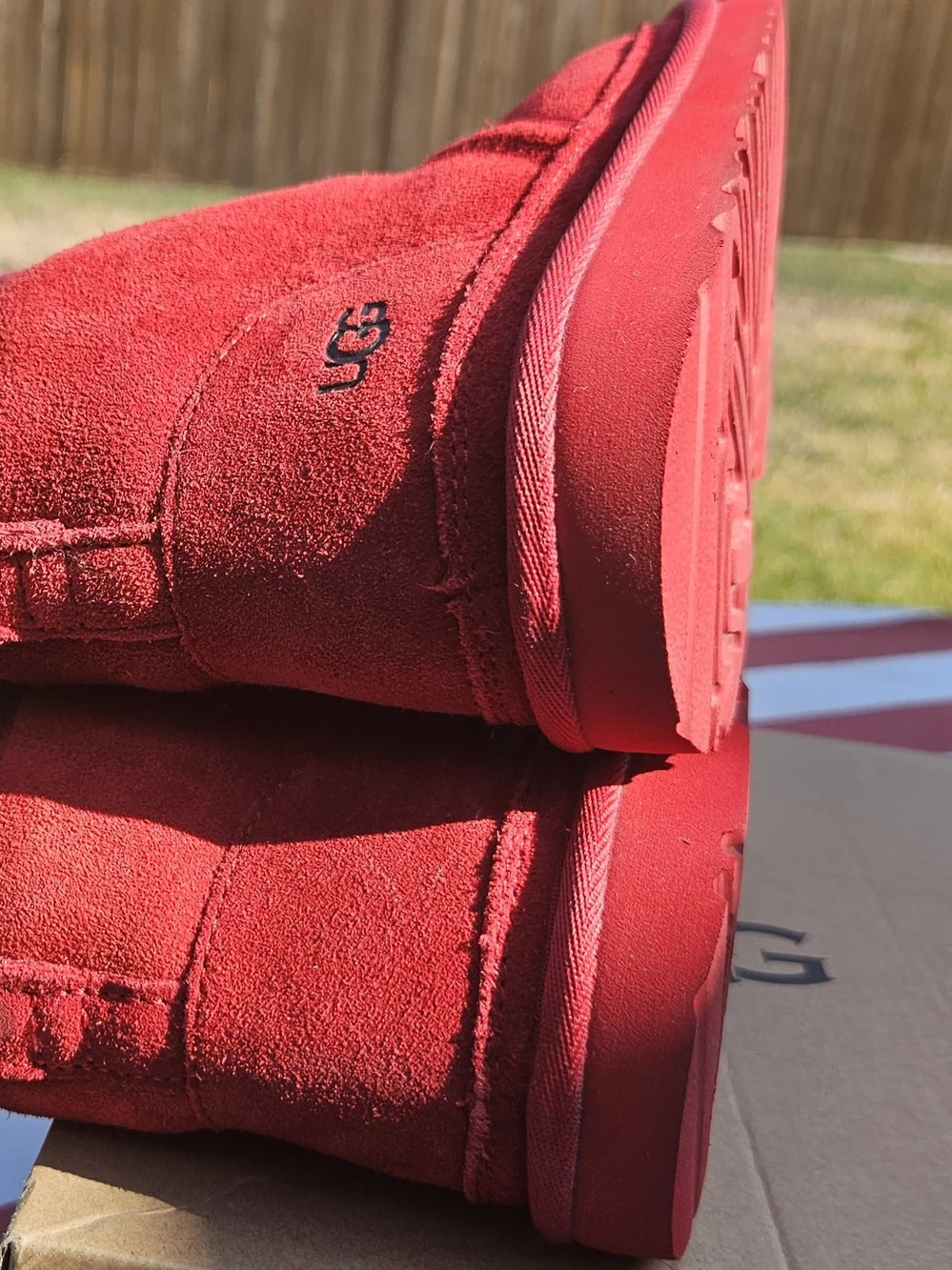 UGG Red Girl's Suede Lace-Up Boots